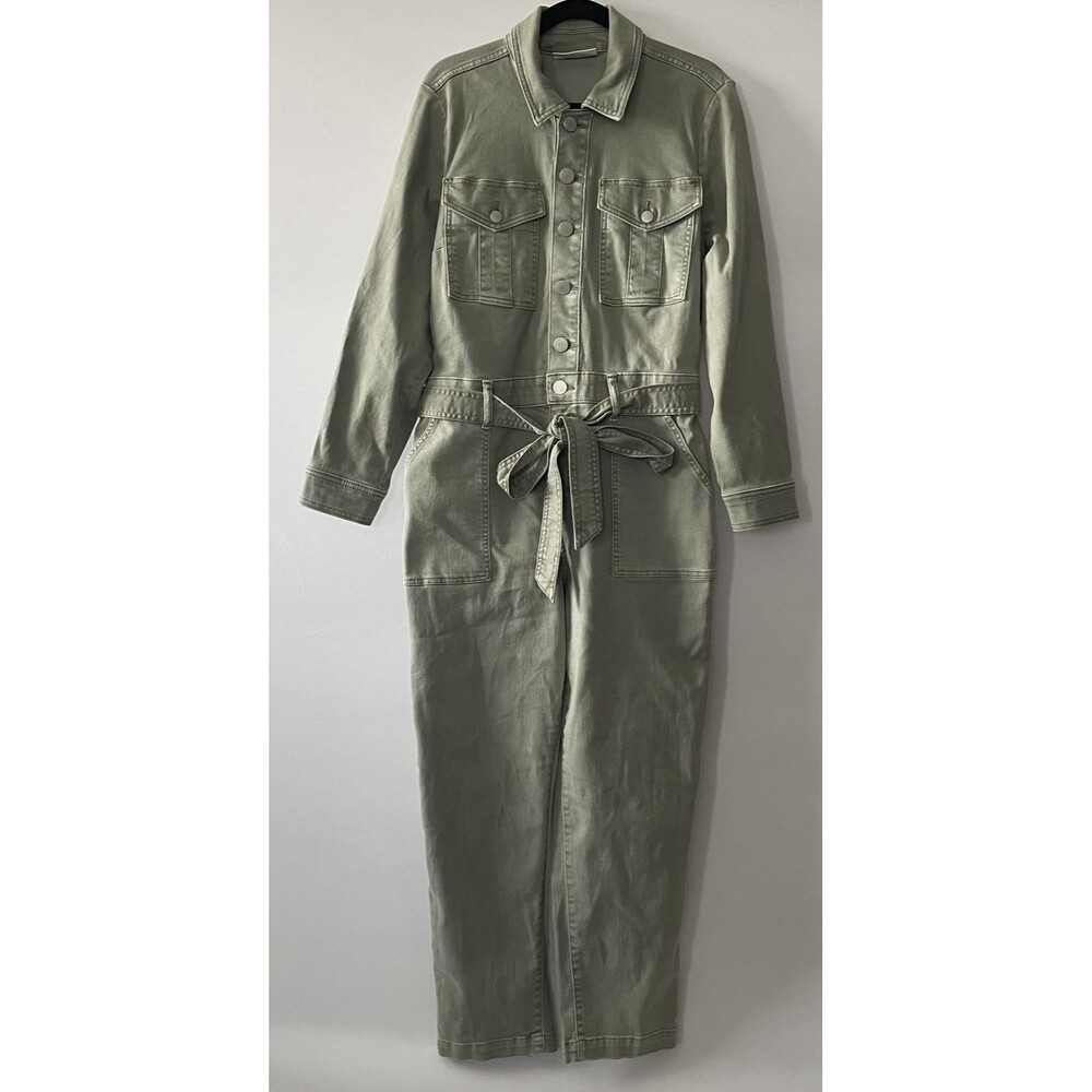 Lane Bryant Utility Jumpsuit Long Sleeve Button Front Green Size 14